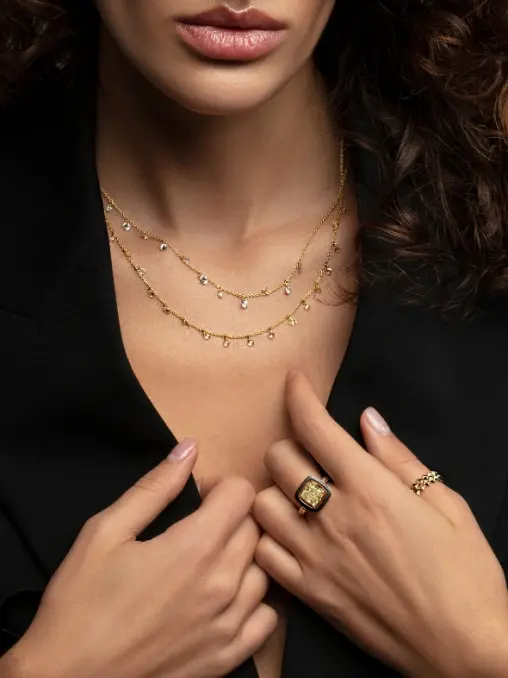 Кольцо из желтого золота с бесцветными бриллиантами Le Rhombe ALINA ISSA