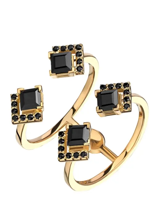 Кольцо из золота с черными сапфирами Le Rhombe ALINA ISSA