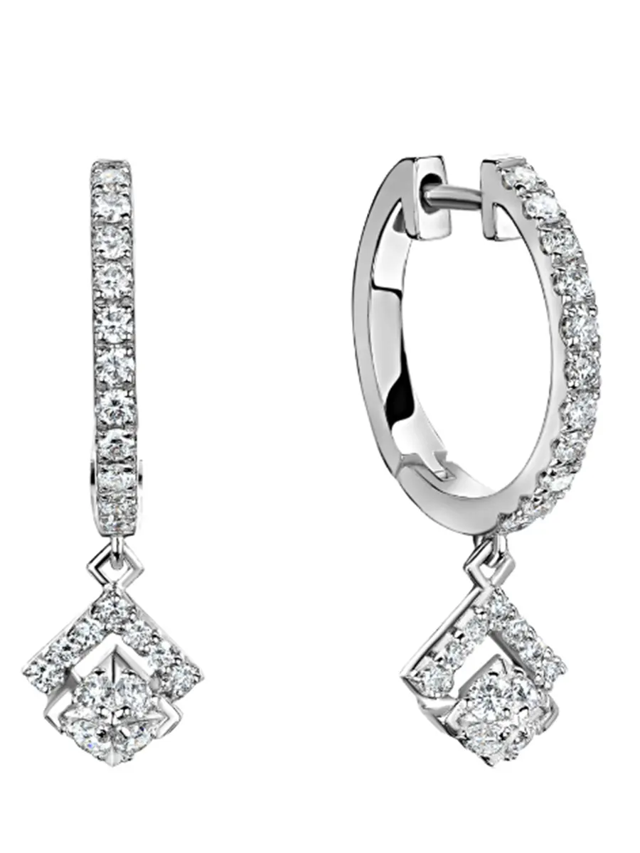 Серьги из белого золота с бесцветными бриллиантами Le Rhombe