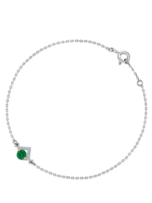 Браслет из белого золота с бесцветными бриллиантами и изумрудом Le Rhombe ALINA ISSA