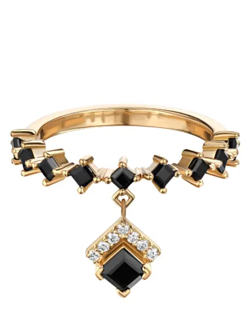 Кольцо из золота с бесцветными бриллиантами и черными сапфирами Le Rhombe ALINA ISSA