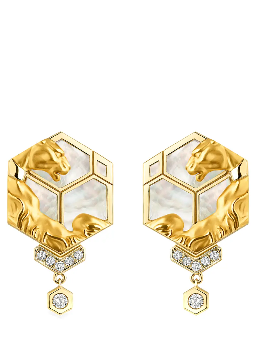 Серьги золотые с бриллиантами и перламутром