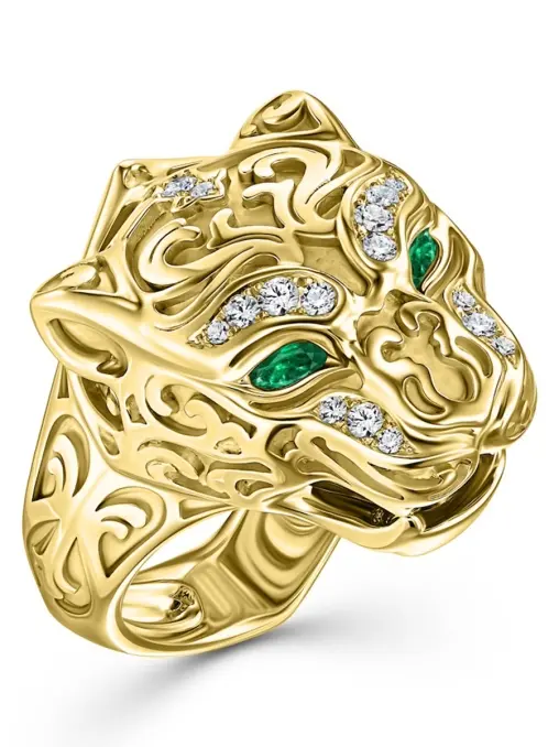 Кольцо золотое с бриллиантом и изумрудом CARRERA Y CARRERA