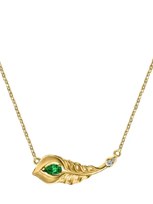 Колье золотое с бриллиантом и хризолитом CARRERA Y CARRERA