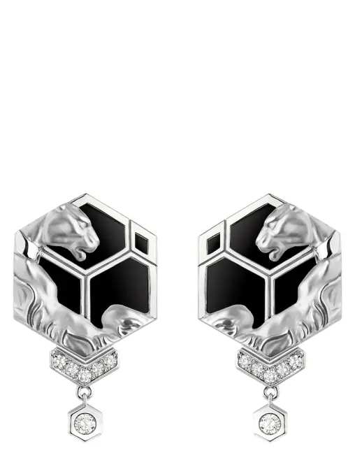 Серьги из белого золота с бриллиантами и ониксом CARRERA Y CARRERA