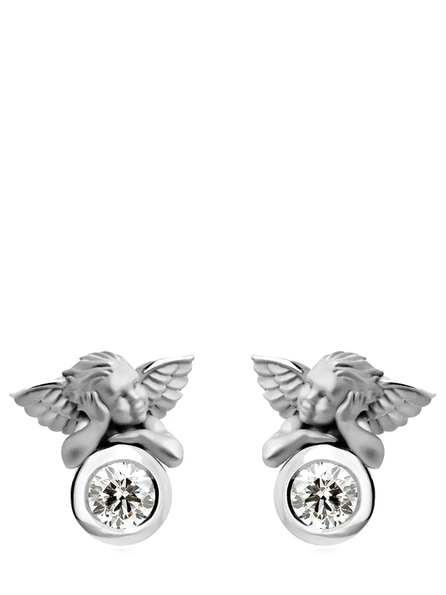 Серьги из белого золота с бриллиантом