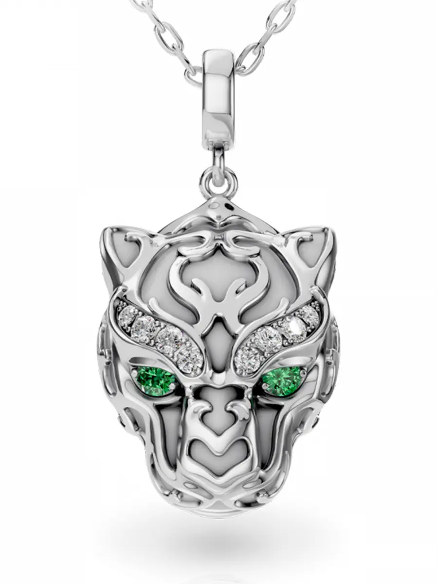 Колье из белого золота с бриллиантами и изумрудами