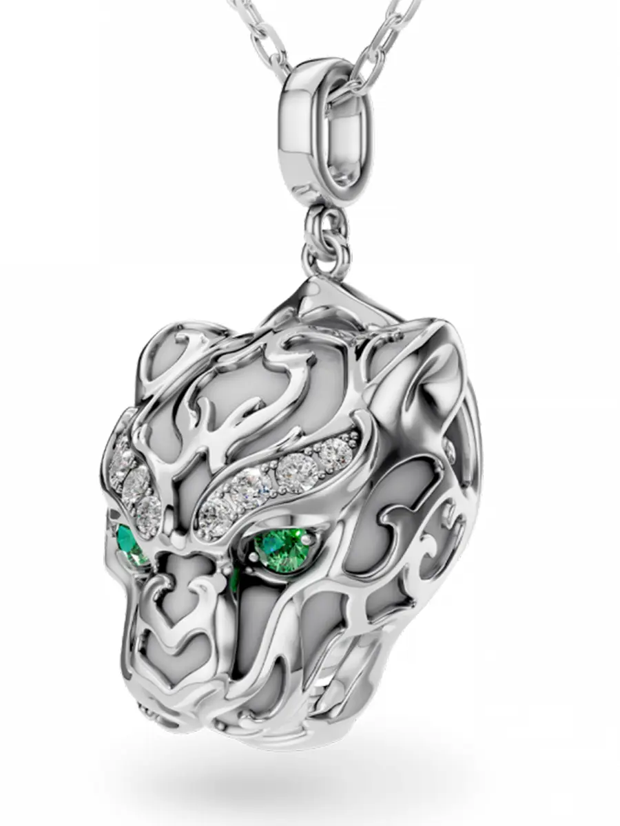 Колье из белого золота с бриллиантами и изумрудами