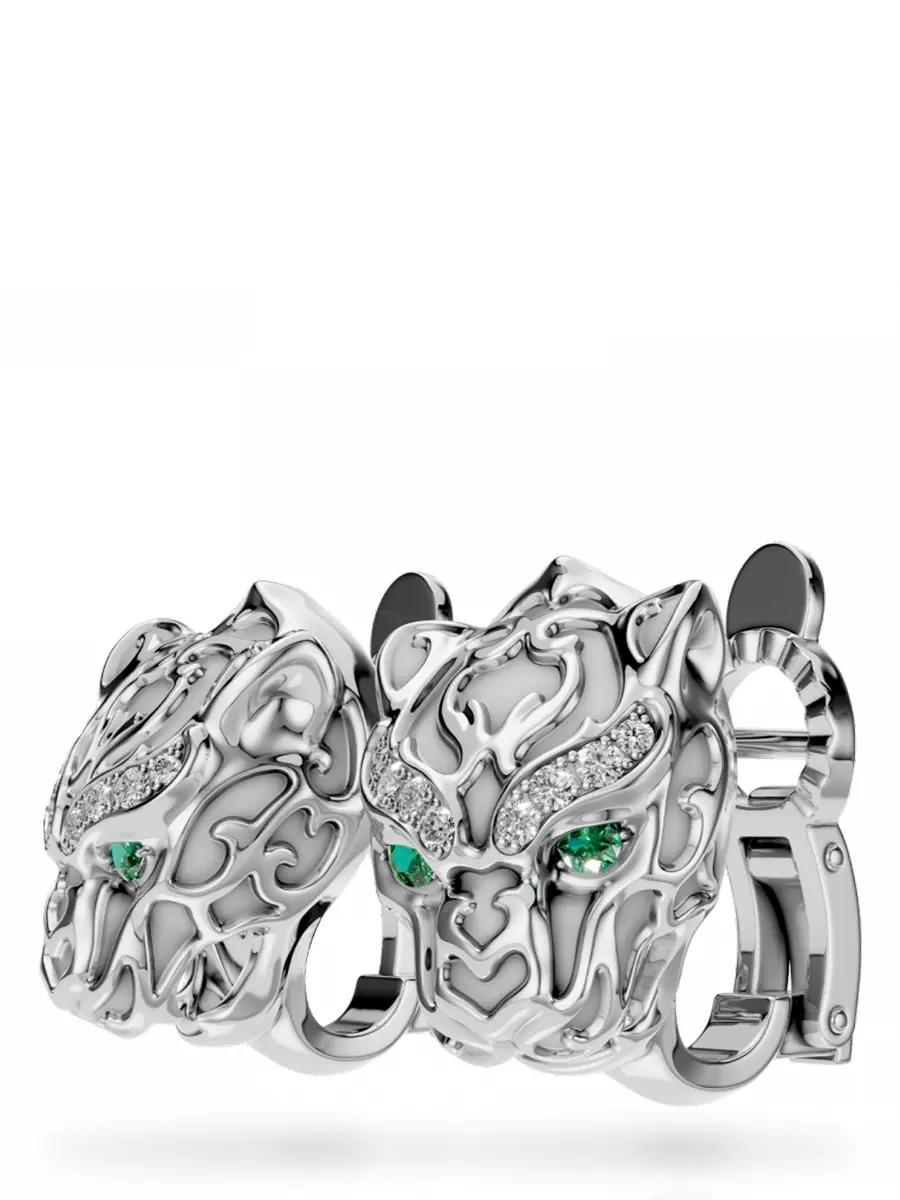 Серьги из белого золота с бриллиантами и изумрудами