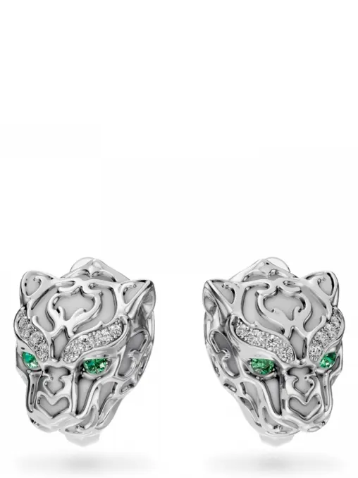 Серьги из белого золота с бриллиантами и изумрудами CARRERA Y CARRERA