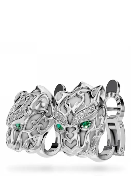 Серьги из белого золота с бриллиантами и изумрудами CARRERA Y CARRERA