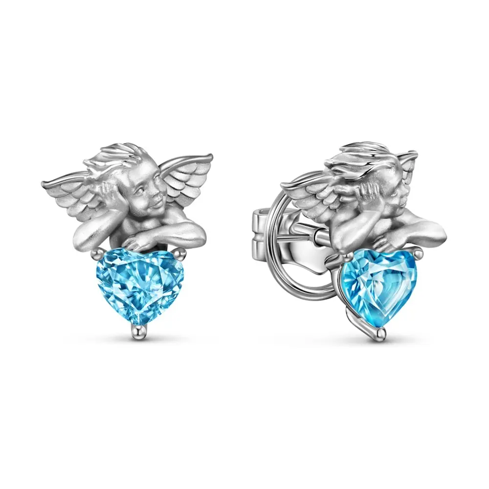 Серьги из белого золота с топазом