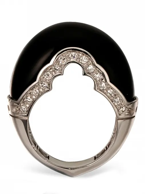 Кольцо из белого золота с бриллиантом и ониксом CARRERA Y CARRERA