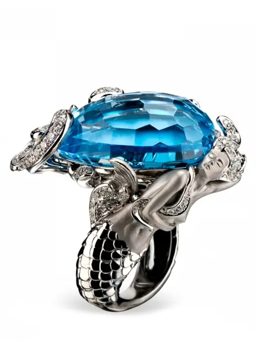 Кольцо из белого золота с бриллиантами и топазом CARRERA Y CARRERA