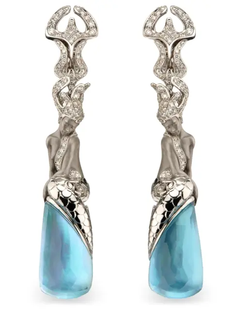 Серьги из белого золота с бриллиантами и топазом CARRERA Y CARRERA