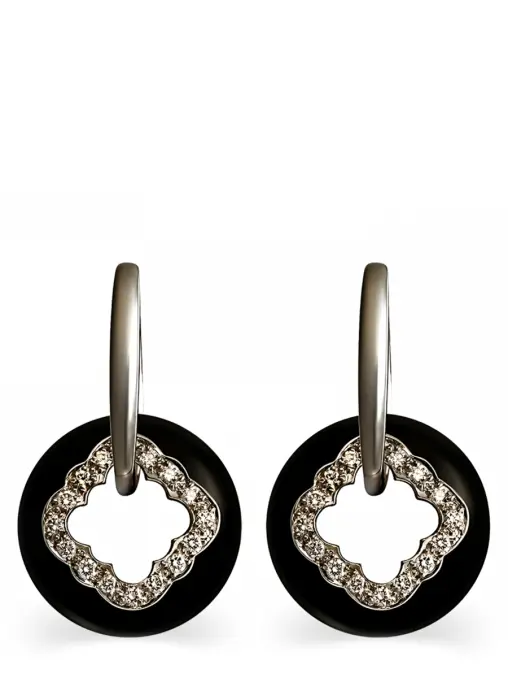 Серьги из белого золота с бриллиантами и ониксом CARRERA Y CARRERA