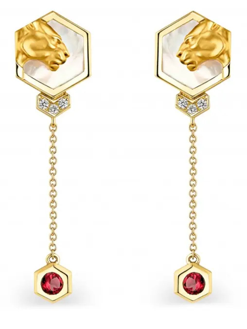 Серьги золотые с рубеллитом CARRERA Y CARRERA