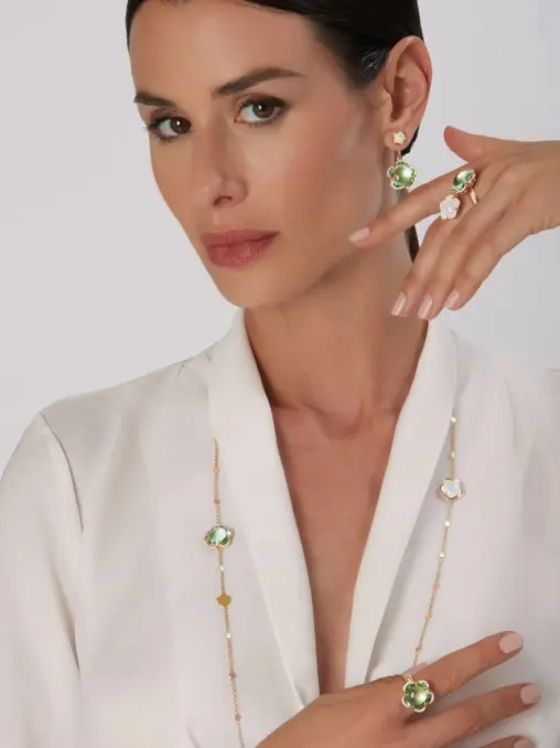 Кольцо золотое с бриллиантами и празиолитом PASQUALE BRUNI