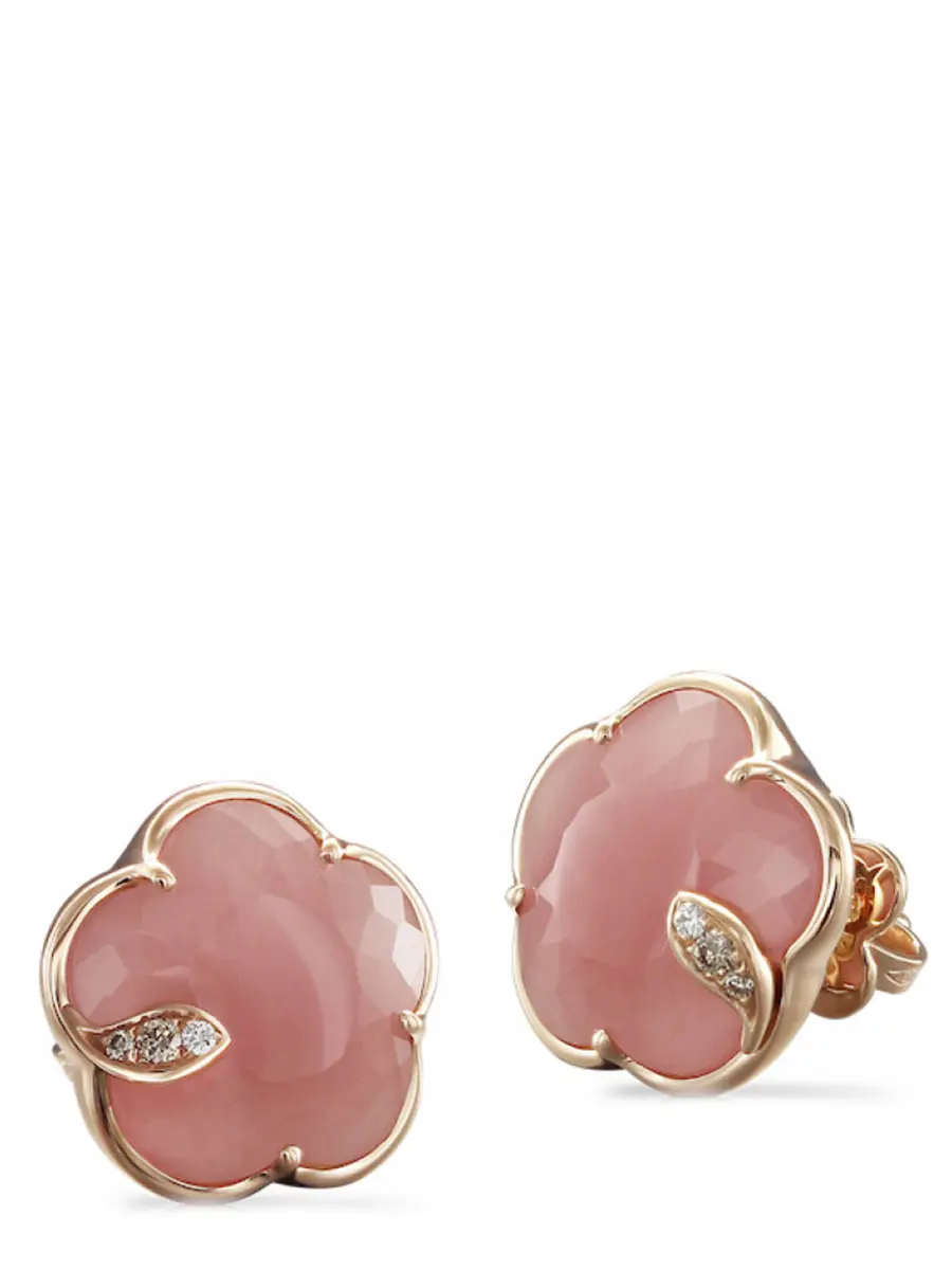 Серьги золотые с бриллиантами и кварцем