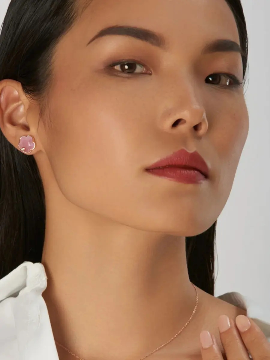 Серьги золотые с бриллиантами и кварцем