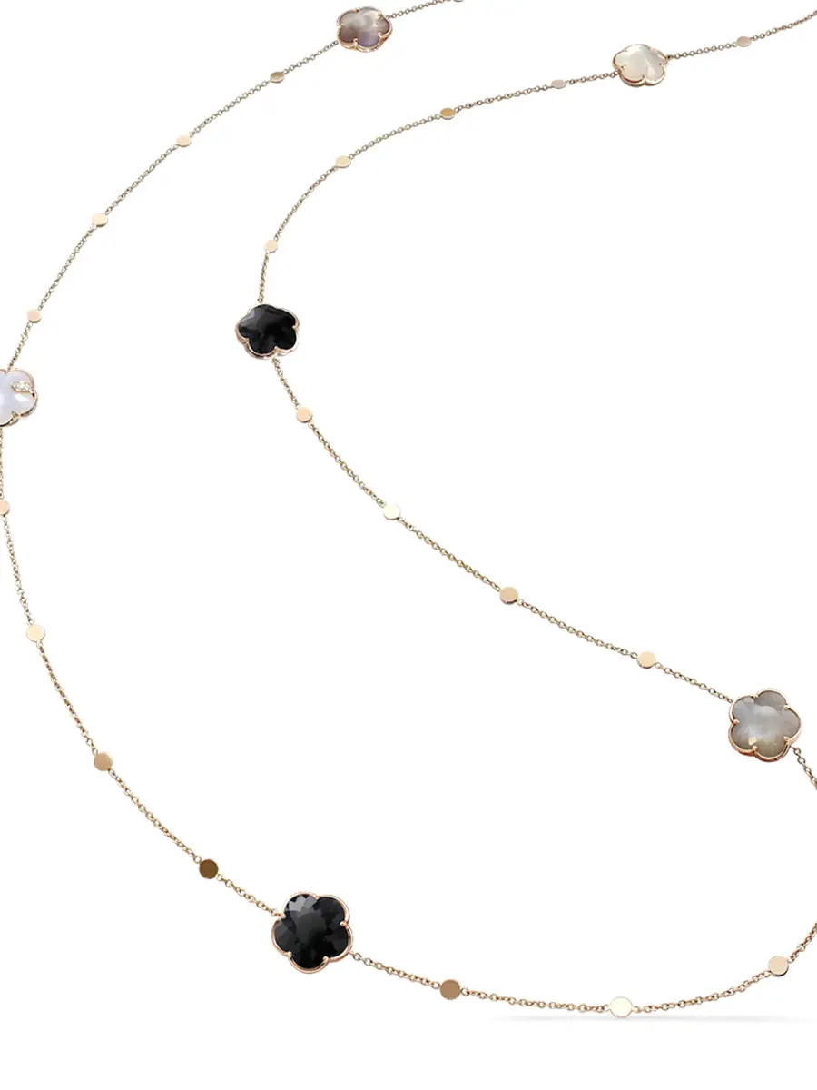 Колье золотое с ониксом, бриллиантом и лунным камнем
