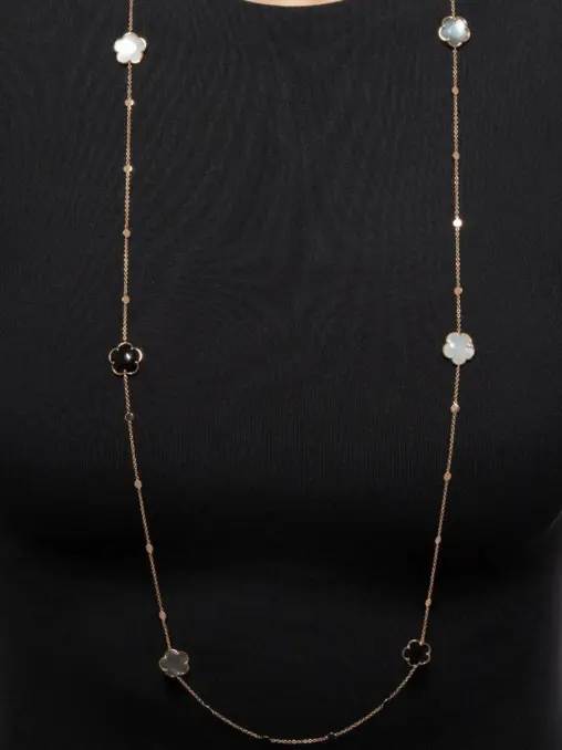 Колье золотое с ониксом, бриллиантом и лунным камнем PASQUALE BRUNI