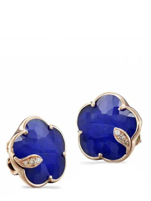 Серьги золотые с бриллианатами, агатом и лазуритом PASQUALE BRUNI