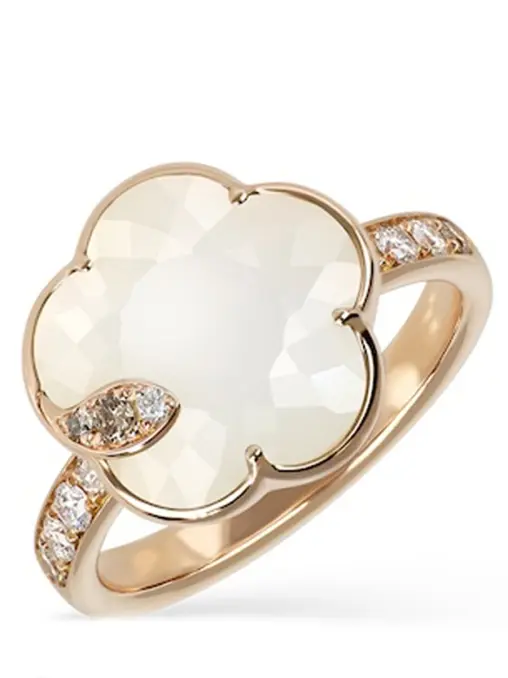Кольцо золотое с бриллианом, лунным камнем и перламутром PASQUALE BRUNI