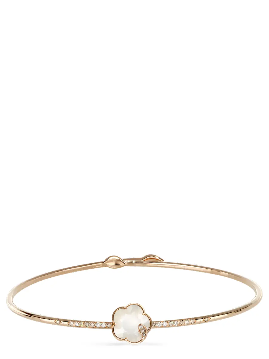 Колье золотое с бриллиантом и лунным камнем