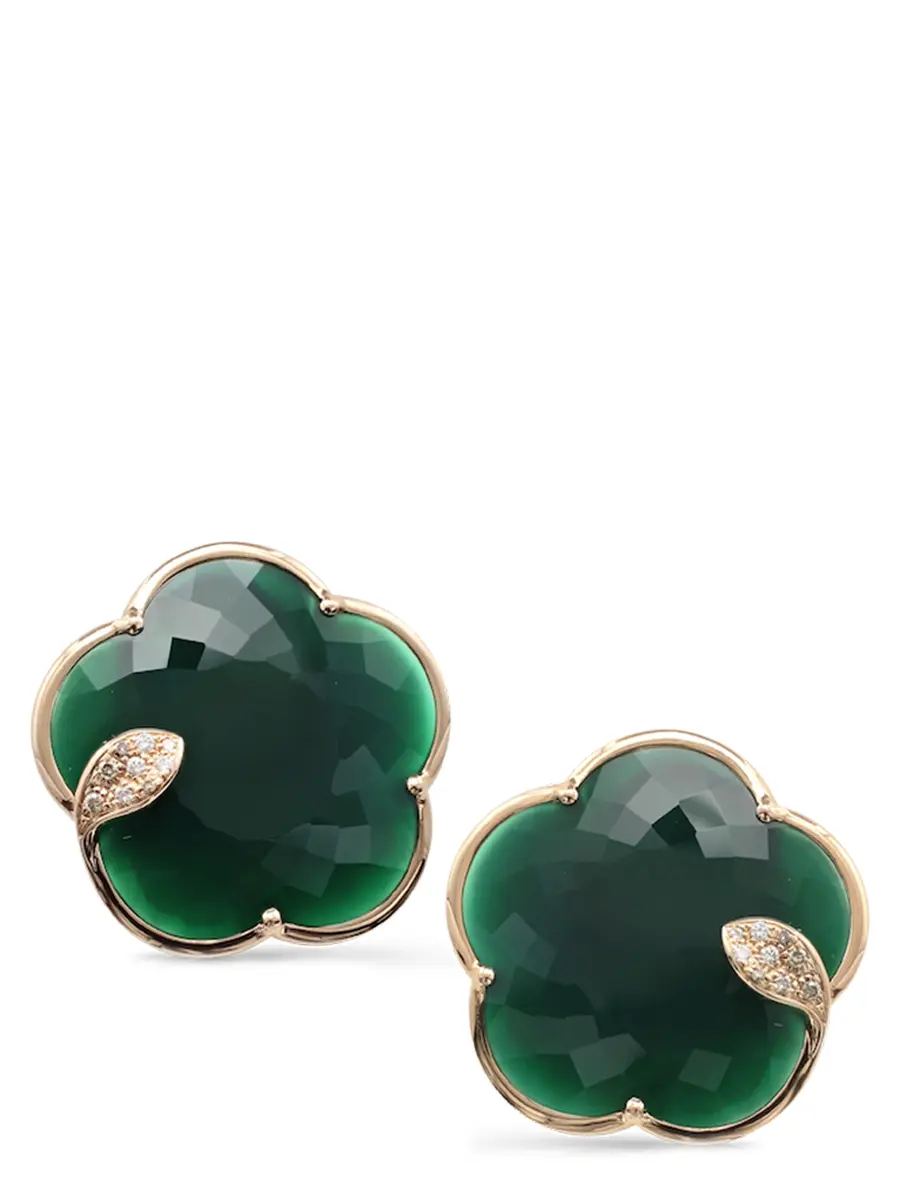 Серьги золотые с бриллиантами и агатом