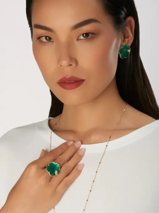 Серьги золотые с бриллиантами и агатом PASQUALE BRUNI