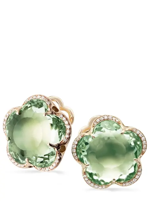 Серьги золотые с бриллиантами и празиолитом PASQUALE BRUNI