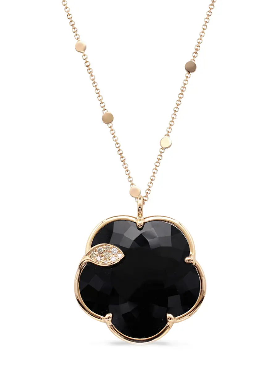 Колье золотое с бриллиантами и ониксом