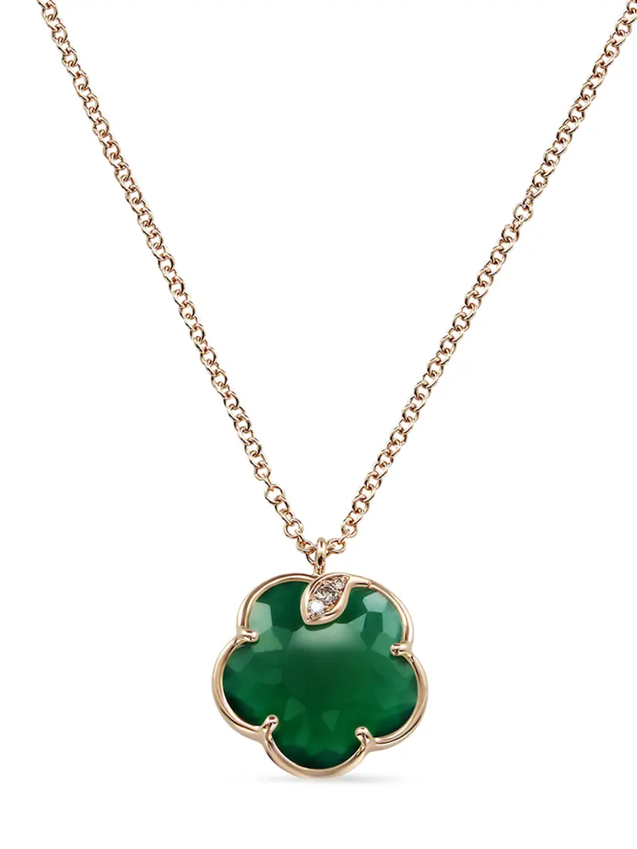 Колье золотое с бриллиантами и агатом