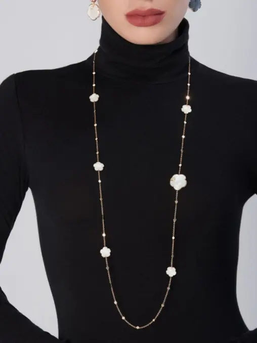 Колье золотое с бриллиантами и лунным камнем PASQUALE BRUNI