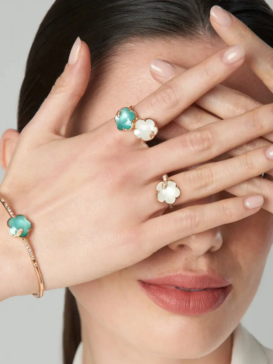 Кольцо золотое с бриллиантами, агатом и лунным камнем