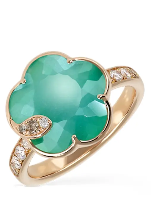 Кольцо золотое с бриллиантами, агатом и лунным камнем PASQUALE BRUNI