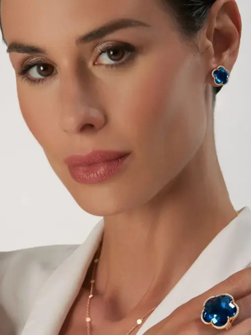 Серьги золотые с бриллиантами и топазом PASQUALE BRUNI