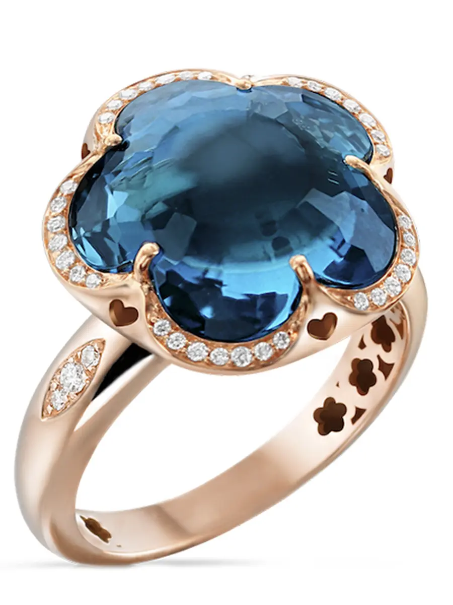 Кольцо золотое с бриллиантами и топазом