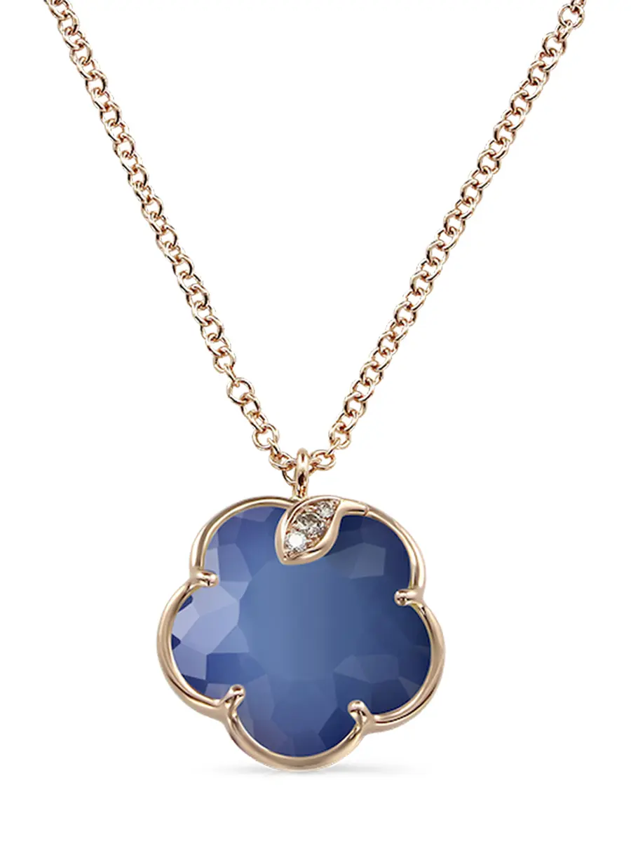 Колье золотое с бриллиантами, агатом и лазуритом