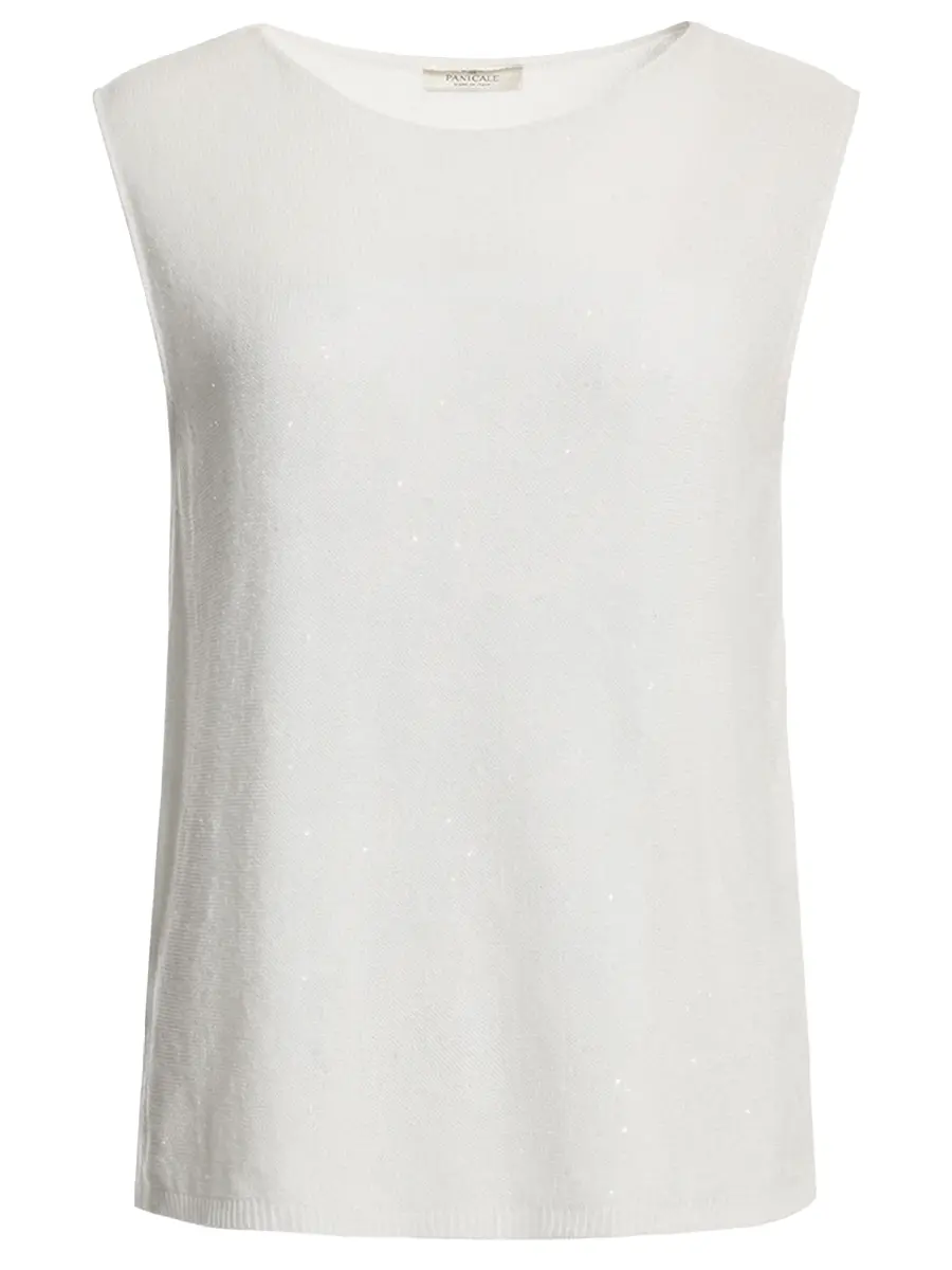 Топ изо льна и хлопка с пайетками