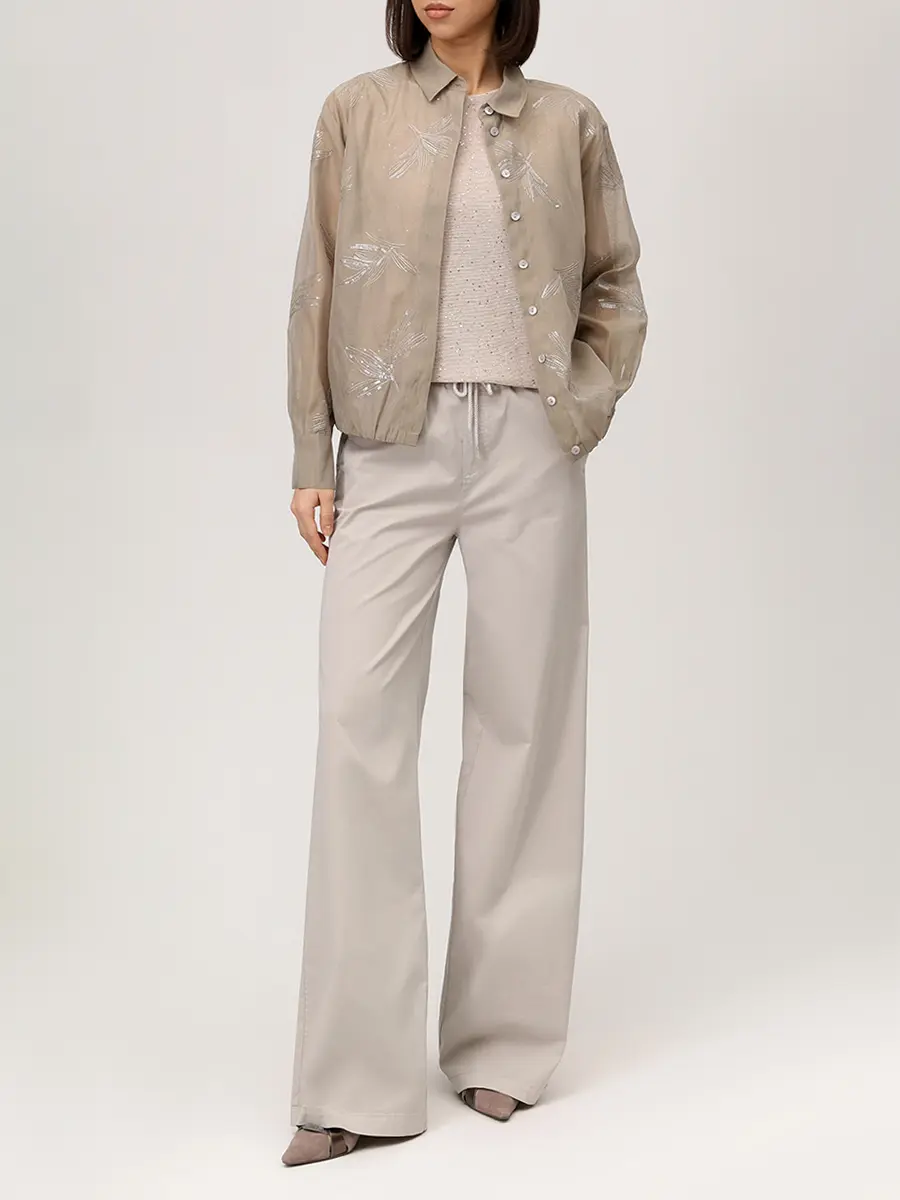 Топ изо льна и хлопка с пайетками