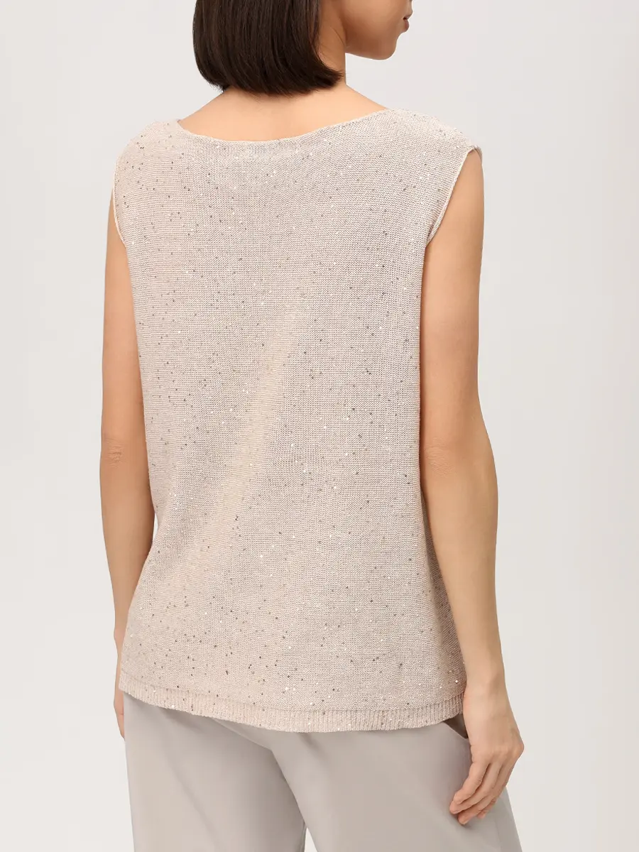 Топ изо льна и хлопка с пайетками