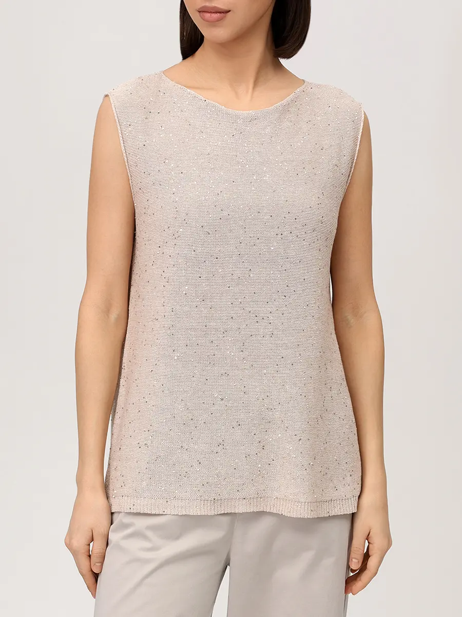 Топ изо льна и хлопка с пайетками