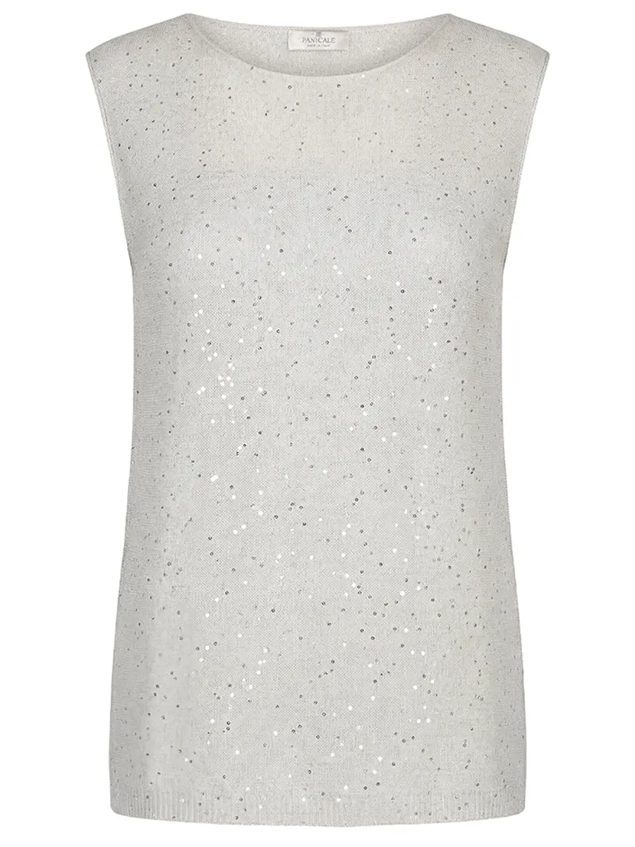 Топ изо льна и хлопка с пайетками