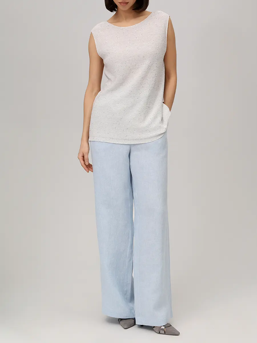 Топ изо льна и хлопка с пайетками