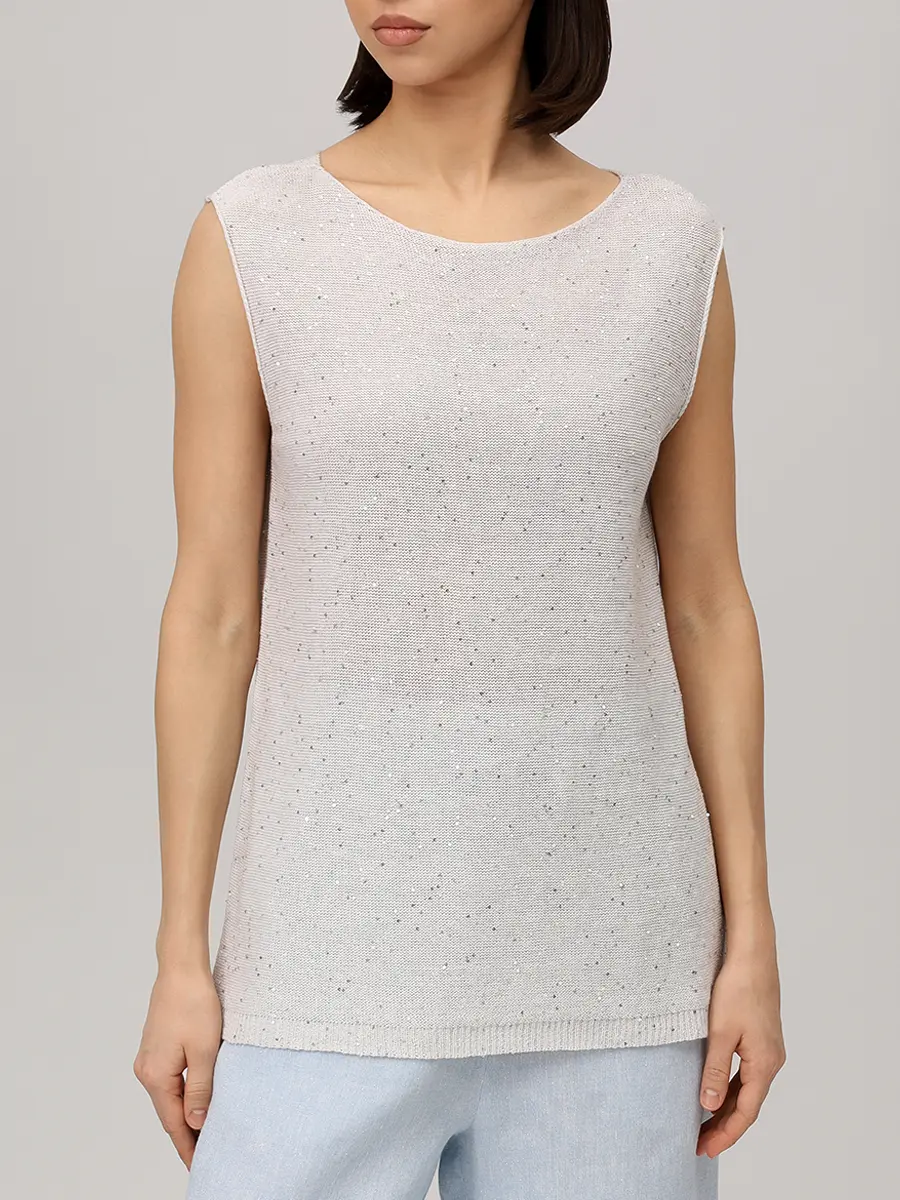 Топ изо льна и хлопка с пайетками