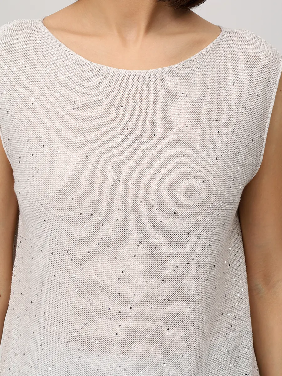 Топ изо льна и хлопка с пайетками