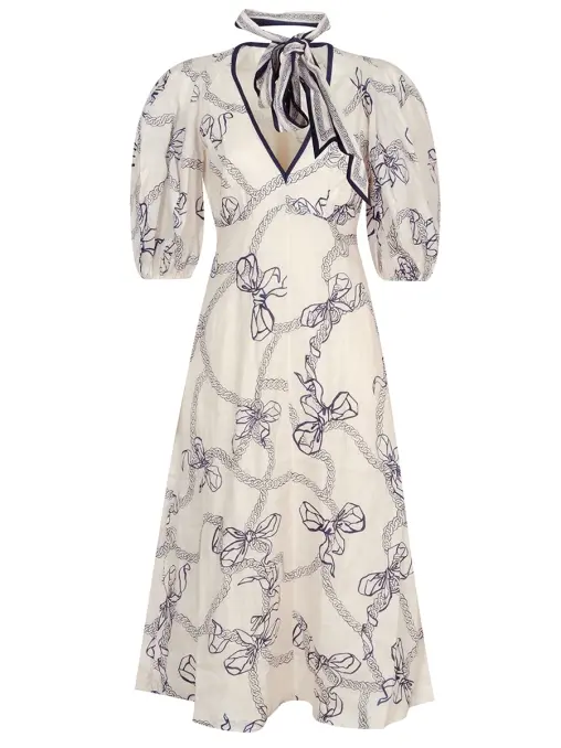 Платье льняное с принтом ZIMMERMANN