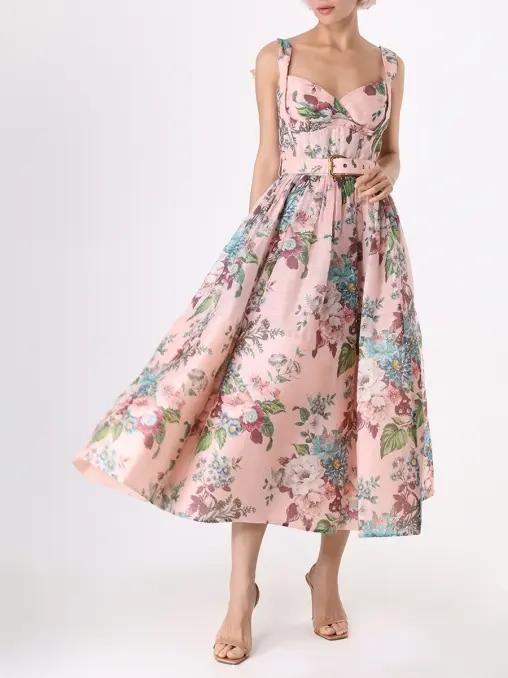 Сарафан из шелка и льна ZIMMERMANN